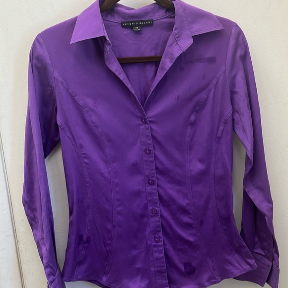 Antonio Melani Purple Button Down Shirt Size XS - Picture 2 of 11